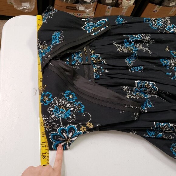 Signature Robbie Bee Womens Babydoll Midi Dress Size 8 Floral Embroidered Y2K - Picture 6 of 9